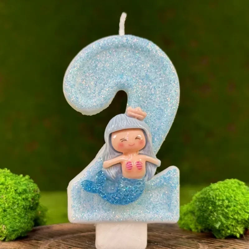 Креативная цифровая свеча на день рождения Cake0-9 ручная работа вечерние синяя с