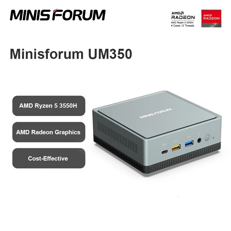 

Original Minisforum Mini PC Gamer UM350 AMD Ryzen 5 3550H 4 Core DDR4 16GB 512GB SSD Windows 11 4K DP HDMI Mini Desktop Computer