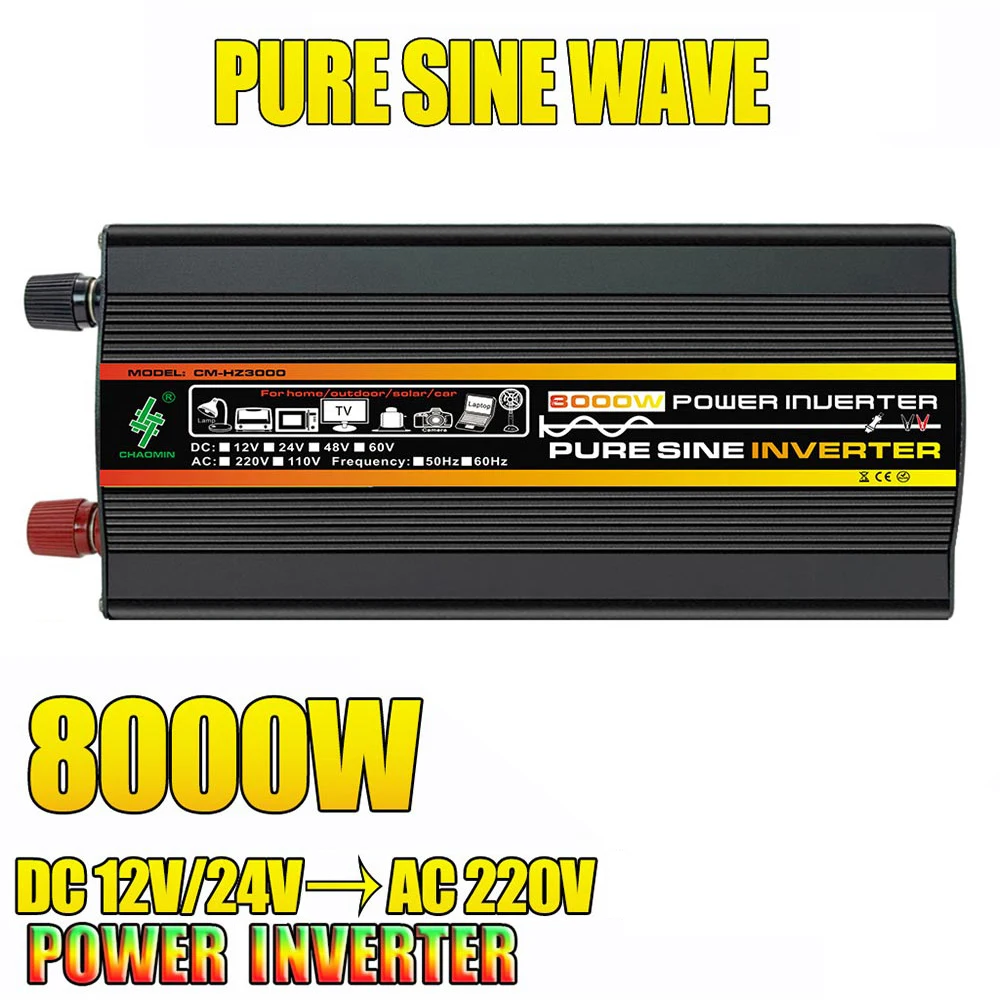 

Pure Sine Inverter 12V 220V 3000W 6000W Pure Sine Wave 8000W DC-AC Voltage Transformer Power Converter Solar Power Bank Inverter