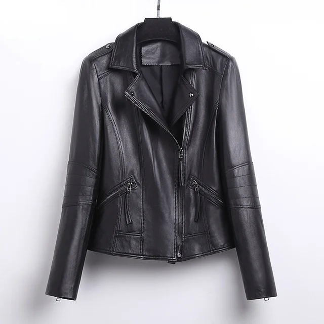 

Real Leather Jacket Women Coat Spring and Autumn Fashion Korean High Quality Sheepskin Motorcycle Jackets for Women Clothes Zm