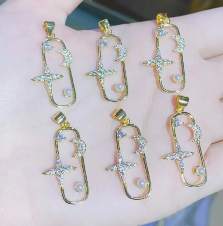 

rectangle moon star Charm Pendant Necklace for Women Gold Color Enamel Candy Cute Lady Gift fs4s Pendant