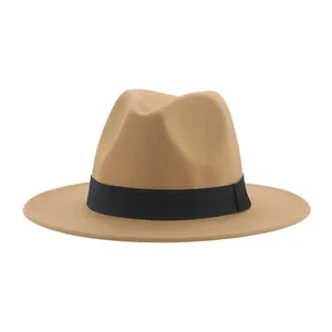 Hats for Women Fedora Women's Hat Camel Beige Ribbon Band Hats for Men Panama Formal Wedding Decorat in USA (United States)