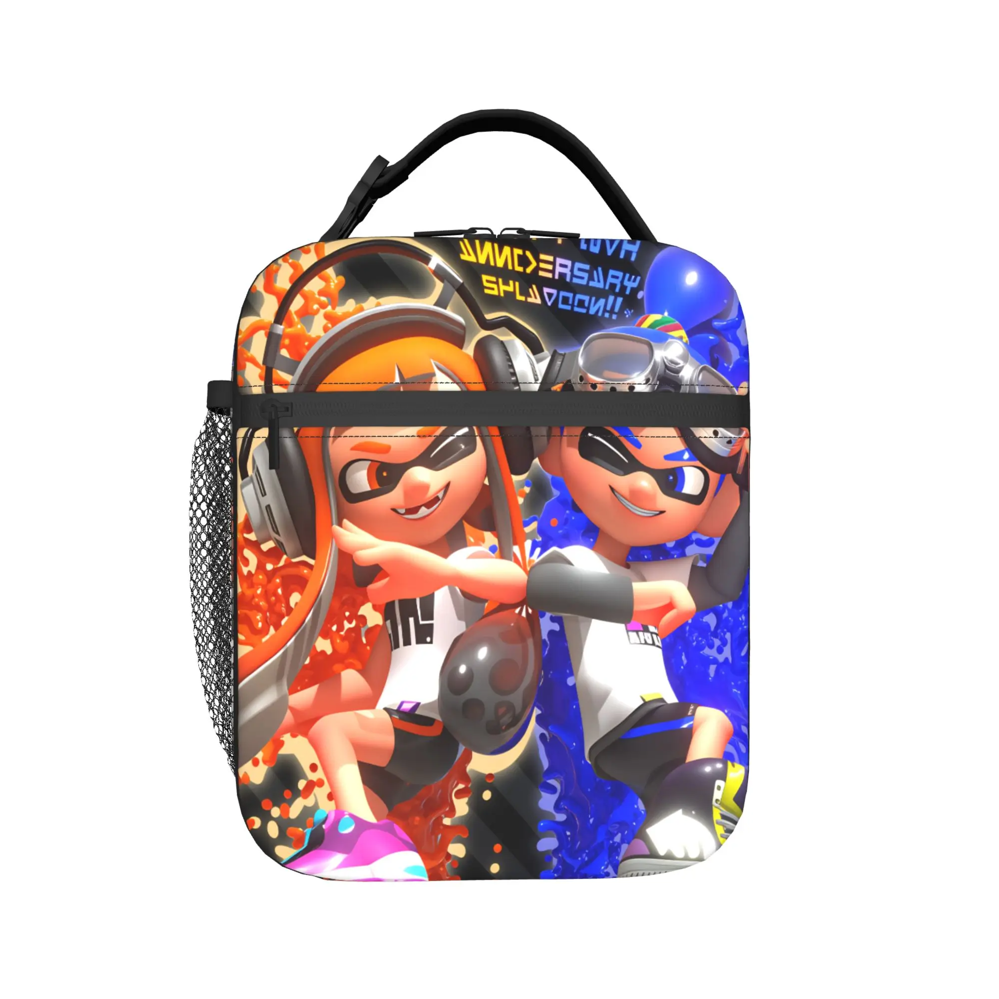 Фото Винтажная сумка-холодильник Splatoons Shoot для обедов, портативная офисная сумка на молнии, унисекс, из оксфордской ткани, с графическим дизайном №2