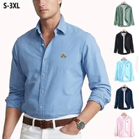 high quality embroidery logo mens shirts solid color casual long sleeve linen cotton shirts hommes blouse fashion clothing tops
