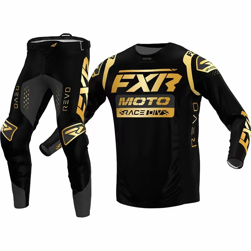 

Gold 2022 05 For FXR Motocross Jersey Set Off Road Dirt Bike MX ATV Gear Set Motorcycle Breathable Moto Jersey And Pants Combo
