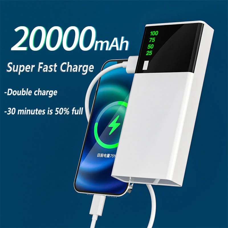 Xiaomi 20000mah Power Bank Large-capacity Power Bank Double USB Outdoor Mobile Power Supply LED Display Super Fast Charging Sale