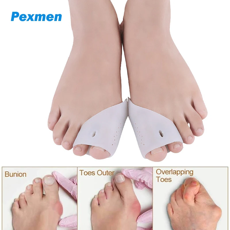 

Pexmen 2Pcs Big Toe Separator Protector Bunion Corrector Pads Gel Shield for Foot Pain Relief Calluses Corns Overlapping Toes