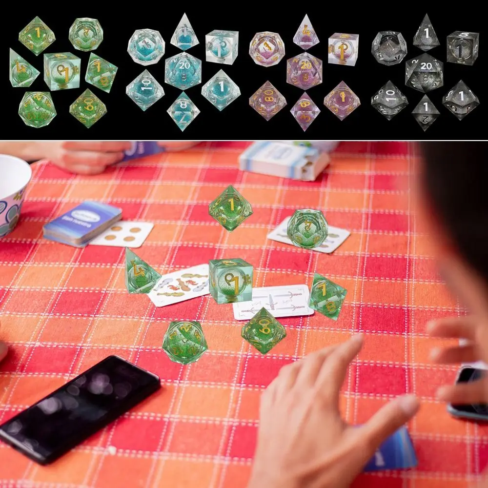 

7 шт./набор, жидкие полимерные кубики D & d DND D6 D8 D10 D12 D20