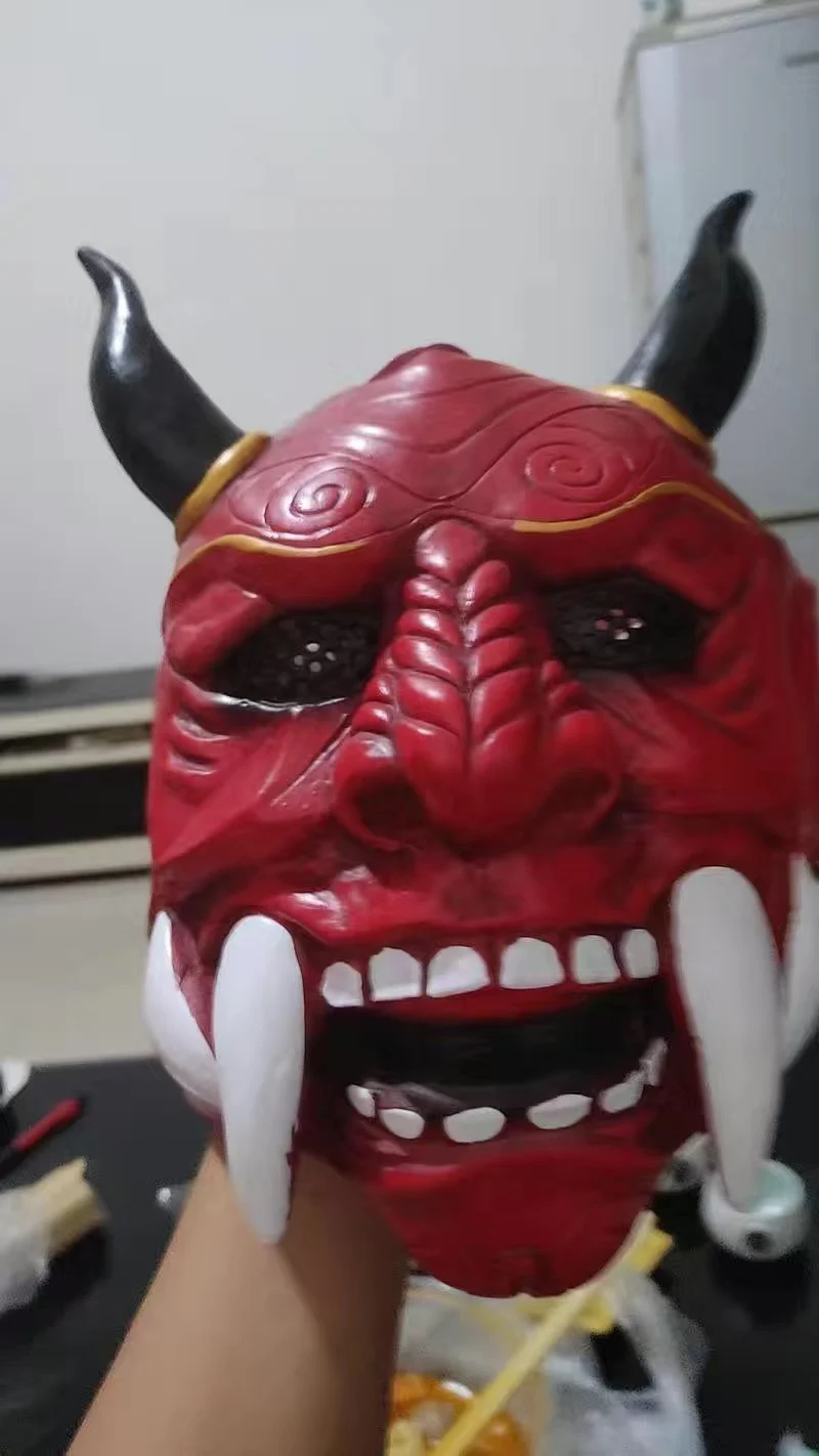 Маска Hannya Demon Japanese Oni Samurai Noh Kabuki Red Prajna, латексные маски для взрослых унисекс, реквизит для косплея на Хэллоуин (art.: 3920bec032b7f) - 3920bec032b7f