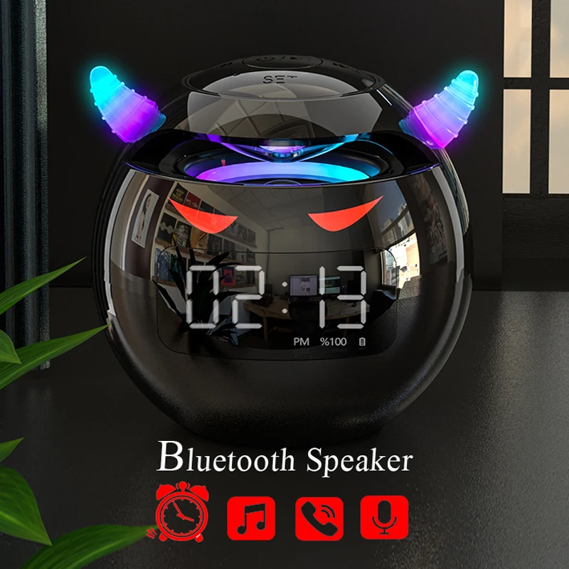 Фото Bluetooth-Колонка со светодиодным цифровым будильником музыкальный плеер