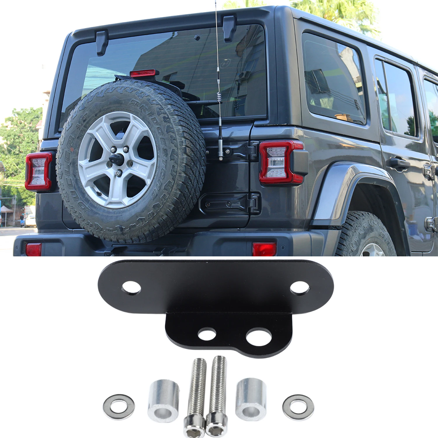 

Rear Door Tailgate Hinge Antenna Bracket Mount Holder for Jeep Wrangler JL 2018-2023 Iron Parts Car Exterior Accessories Black