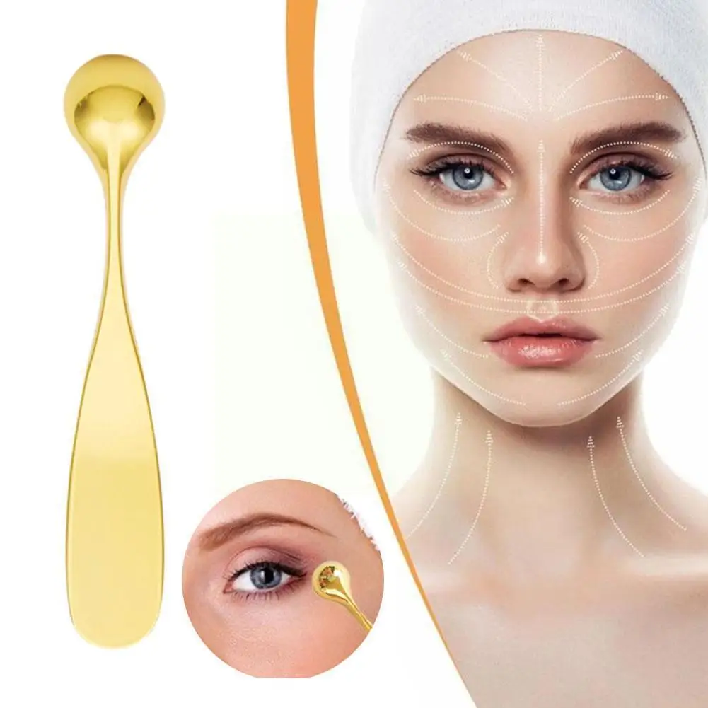 

New 1pc Eye Massage Stick Face Lift Eye Cream Applicator Massager Care Face Spoon Double- Tools Eye Alloy Roller S D4t6