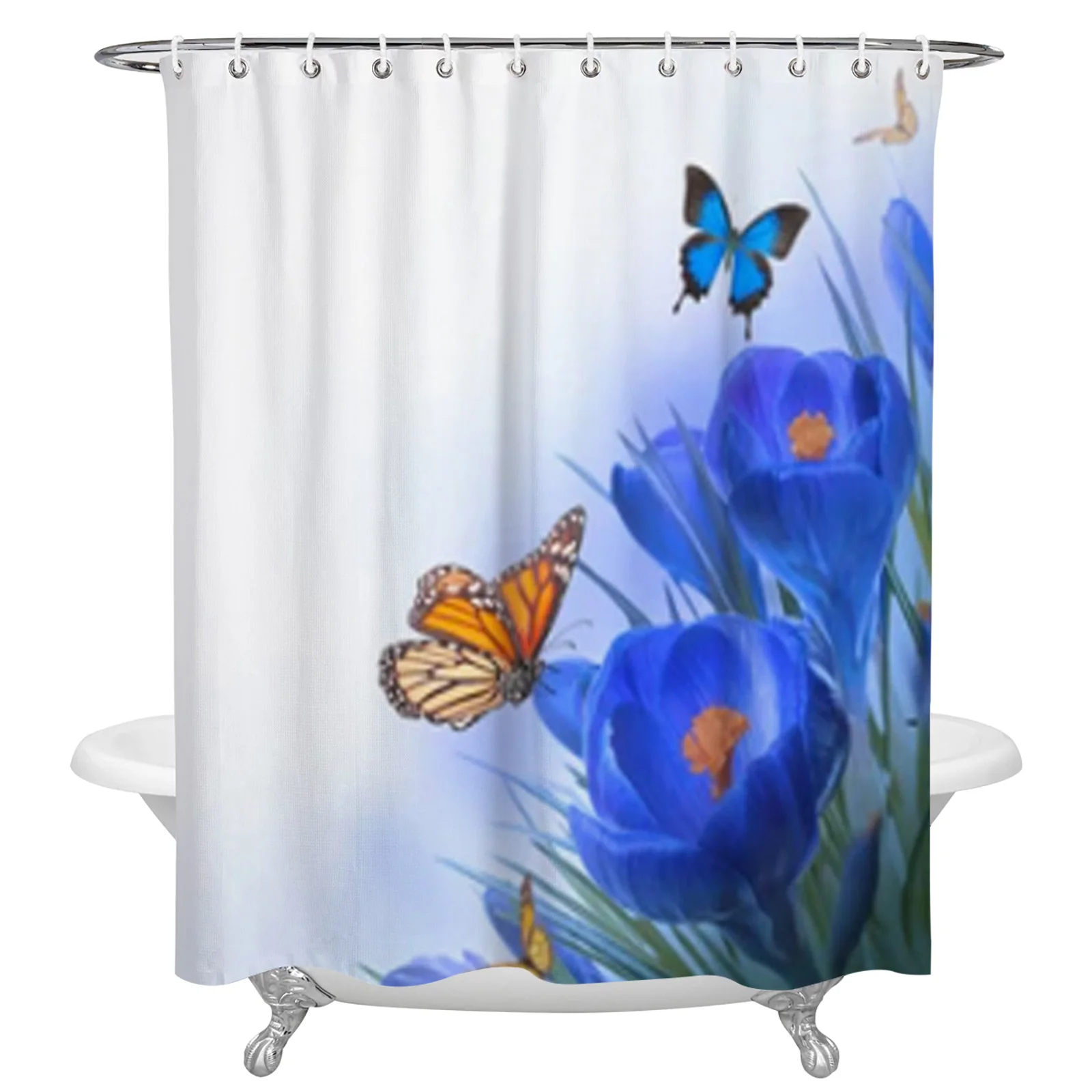 

Весенняя занавеска для душа с бабочкой, водонепроницаемая занавеска для ванной из полиэстера, украшение для дома, занавеска для ванной комн...