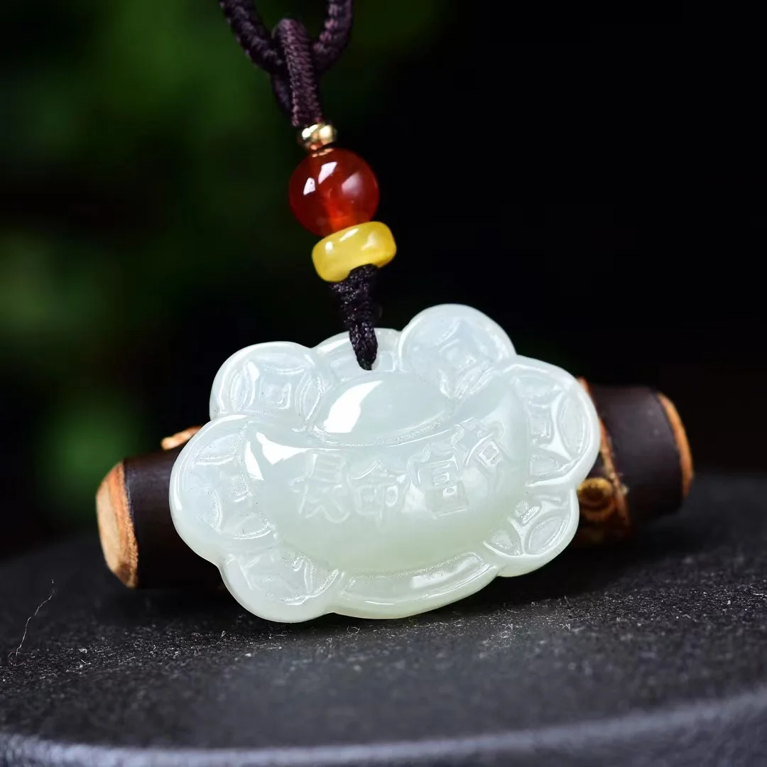 Ювелирные изделия с кулоном в виде детского замка из нефрита 8471 #