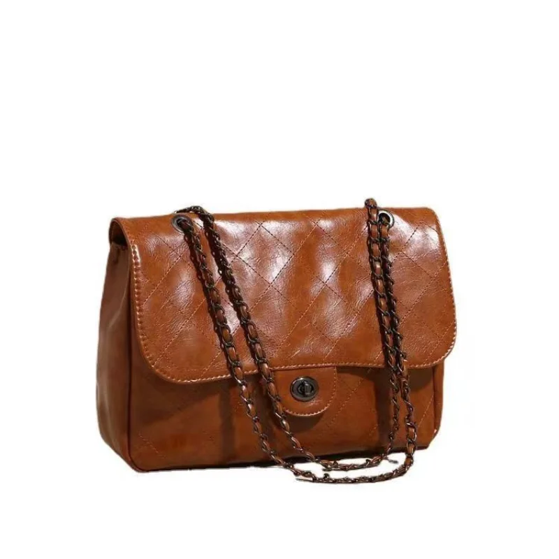 

Роскошная брендовая дизайнерская женская сумка через плечо с узором в стиле Lingge, винтажная сумка через плечо из масляной и вощеной кожи, женские сумки и кошелек
