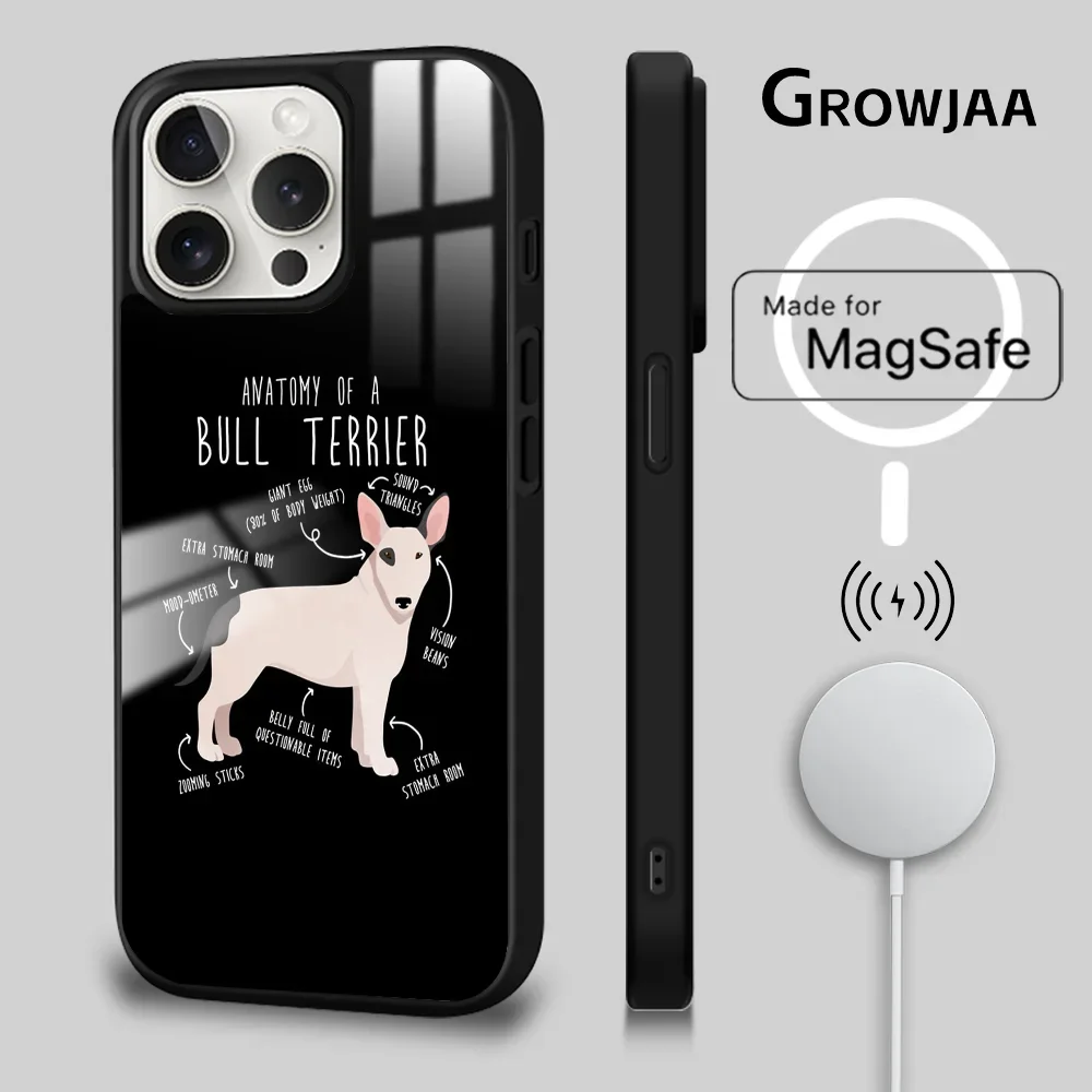 Чехол для телефона с собакой бультерьером iPhone 16 15 14 13 12 11 Pro Max Plus Mini Magsafe Mirror
