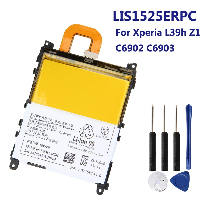 Сменный аккумулятор LIS1525ERPC для SONY L39h Xperia Z1 C6902 C6903, тонкая аккумуляторная батарея телефона 3000 мАч