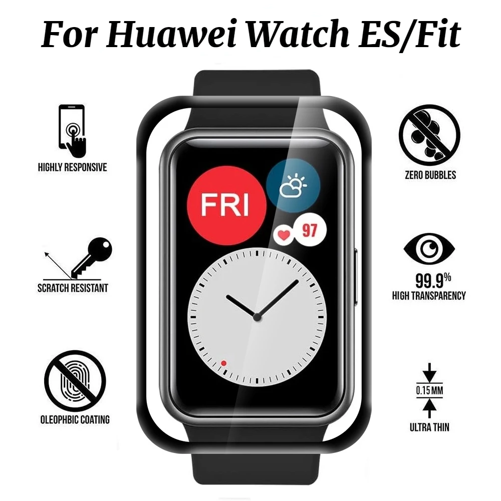 

3-1Pack 3D Curved Edge Protective Film For Honor Watch ES Full Coverage Anti-Scratch Screen Protectors For Huawei Watch Fit/GS 3