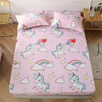 Summer home bed mattress Round Fitted sheet comfortable rubber linen Cartoon unicorn sabana 180*200*30(no pillowcase)
