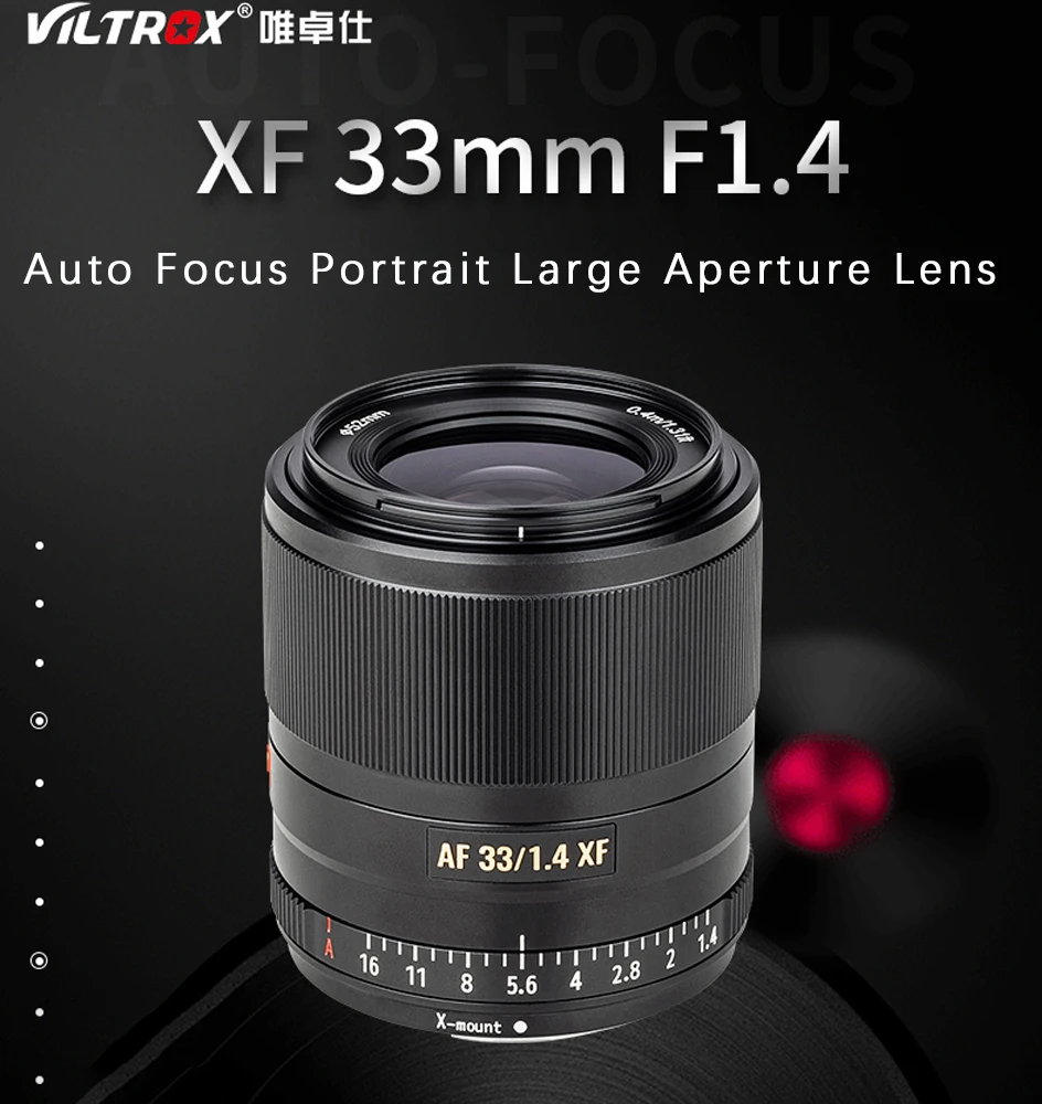 

Viltrox Portrait Large Aperture Lens 33mm F1.4 XF Auto Focus APS-C Fujifilm Fuji X Mount Camera X-T3 X-T30 X-T20