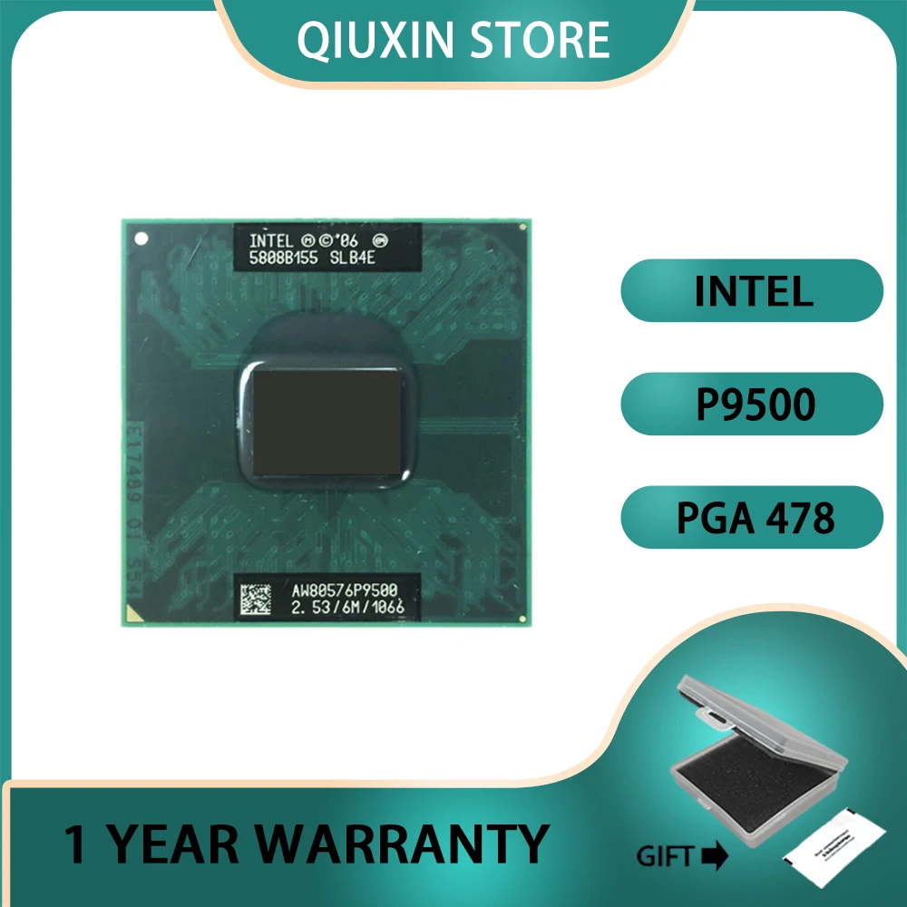 

Intel Core 2 Duo Mobile P9500 SLB4E SLGE8 CPU Processor 6M 25W 2.5 GHz Dual-Core Dual-Thread PGA478