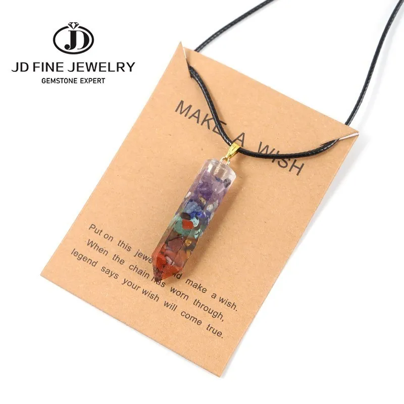 Ожерелье JD Seven Chakras с подвеской в виде гексаграммы из дробленого камня, восстанавливающие природные камни рейки, подвески для женщин, ювелир... (art.: 3920bf30570ef) - 3920bf30570ef