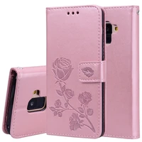 rose flower flip case for samsung galaxy a8 a 8 plus 2018 coque leather wallet card holder case for samsung a8plus a8 plus cover