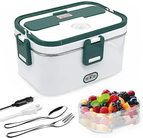 

Aokoka Electric Lunch Box 75W Food Heater 12V 24V 110V Heated Lunch Boxes for Adults Car Work Portable Food Warmer Lunch Box 1.8