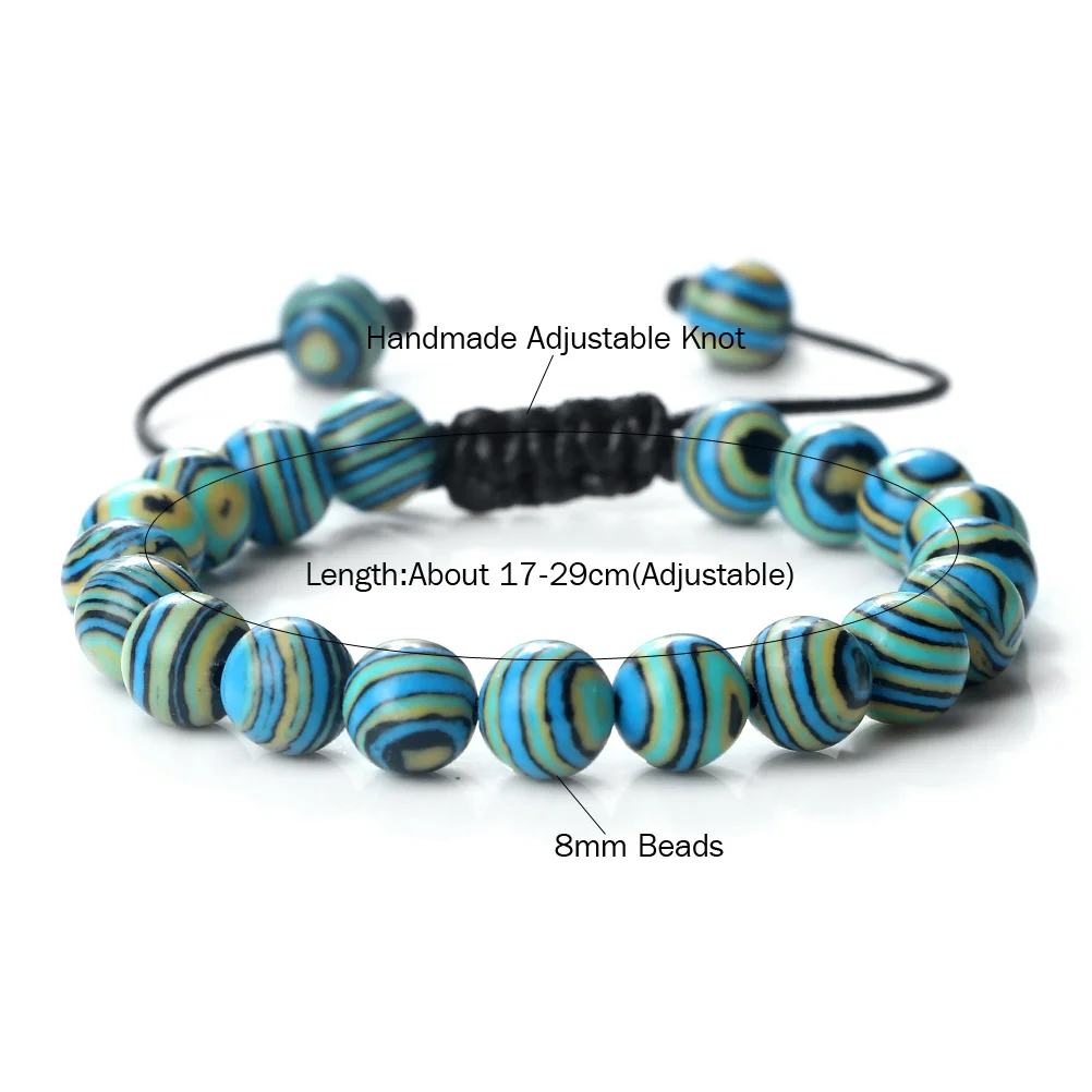 Регулируемый 8 мм натуральный малахитовый камень бусины браслет и для женщин