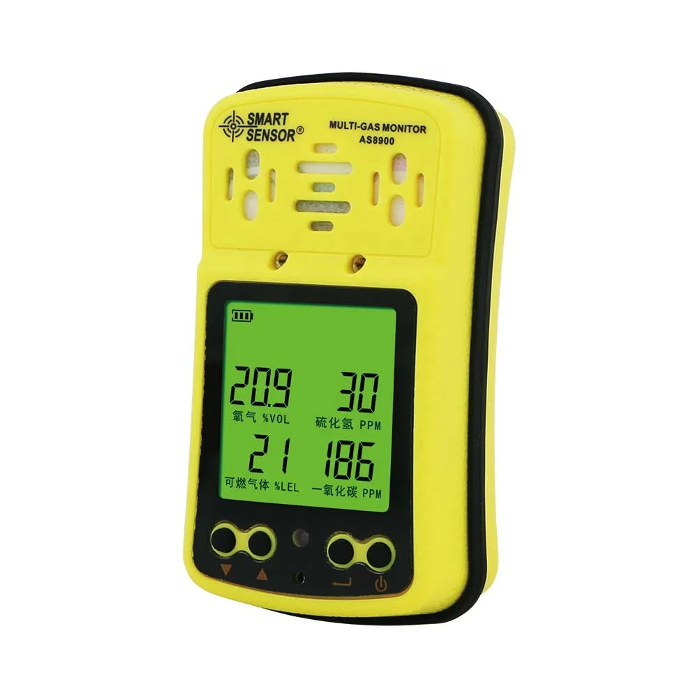 MuMulti Gas Monitor O2 Oxygen CO Carbon Monoxide Gas Detector, AS8900 Hydrothion Portable h2s Combustible Gas Detector enlarge