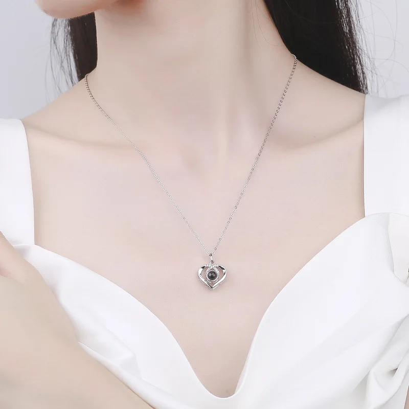 S925 Sterling Silver Custom Photo Necklace With Free Gift Box For Women Girlfriend Gifts 2023 New In Projection Pendant Jewelry