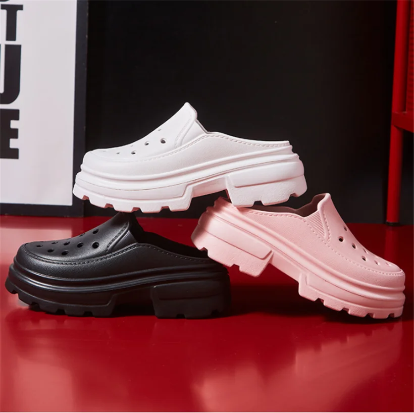 High Heels Sandals Women Clogs Summer 6.5cm Increase Platform Woman Waterproof Slippers Non-slip Sandals Fashion Garden Shoes