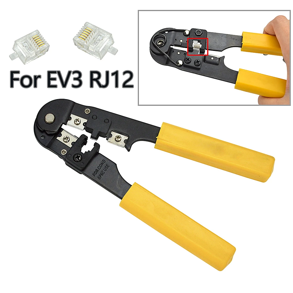 

EV3 Set Pliers RJ12 6P6C Plug Crimping Tool Clear Crystal Head Right Buckle Position Data Line Crystal Connector Cable Technical