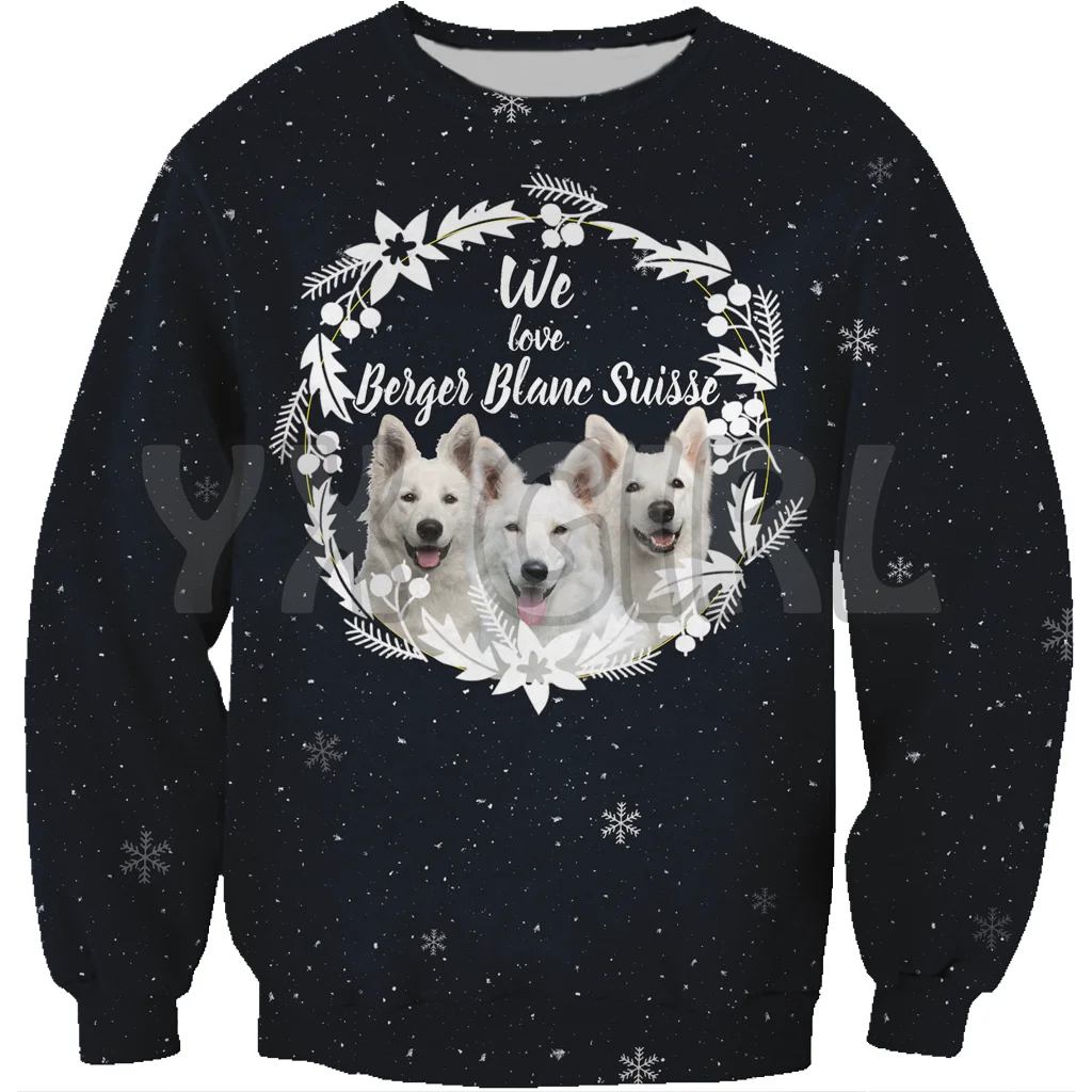 Новинка, свитшот с забавной собакой на осень и зиму, свитшоты с 3d принтом Бергера белого, мужские и женские пуловеры, топы унисекс