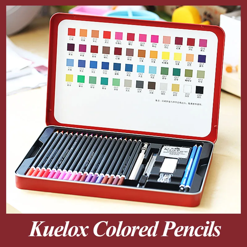 

Набор цветных карандашей Kuelox, профессиональный цветной карандаш, полный набор школьных принадлежностей для детей