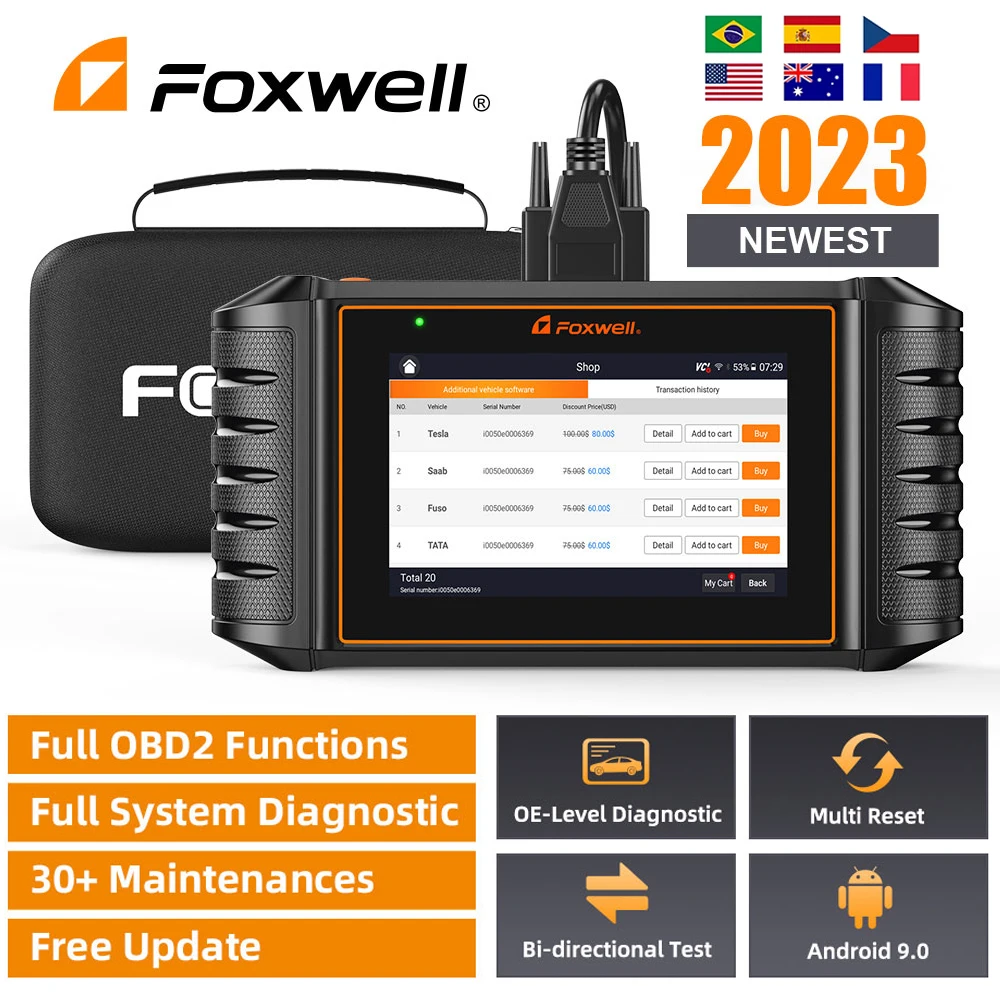 Автомобильный сканер FOXWELL NT710 ODB 2, двунаправленное тестирование IMMO 30 + сброс кодирования ЭБУ, считыватель кодов, все системы, Автомобильные диагностические инструменты