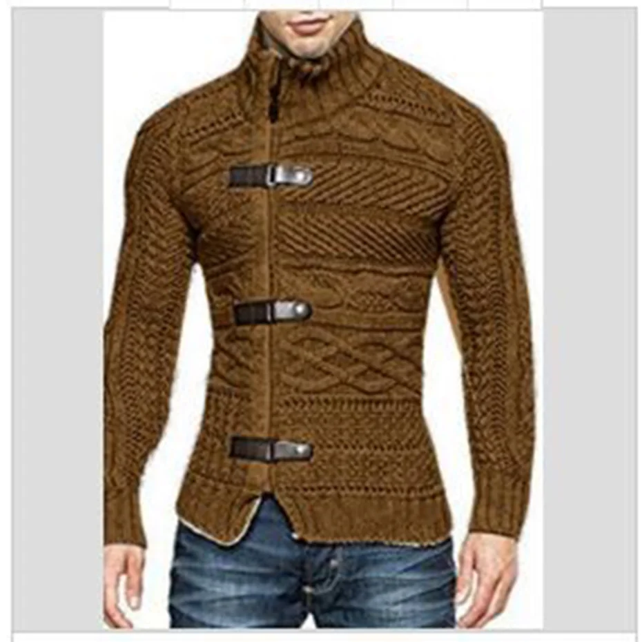 Mens Autumn Winter Knit Sweater Pullover Casual Warm Knitted Cardigan Men White Turtleneck Slim Fit Knit Thin Clothes Sweaters
