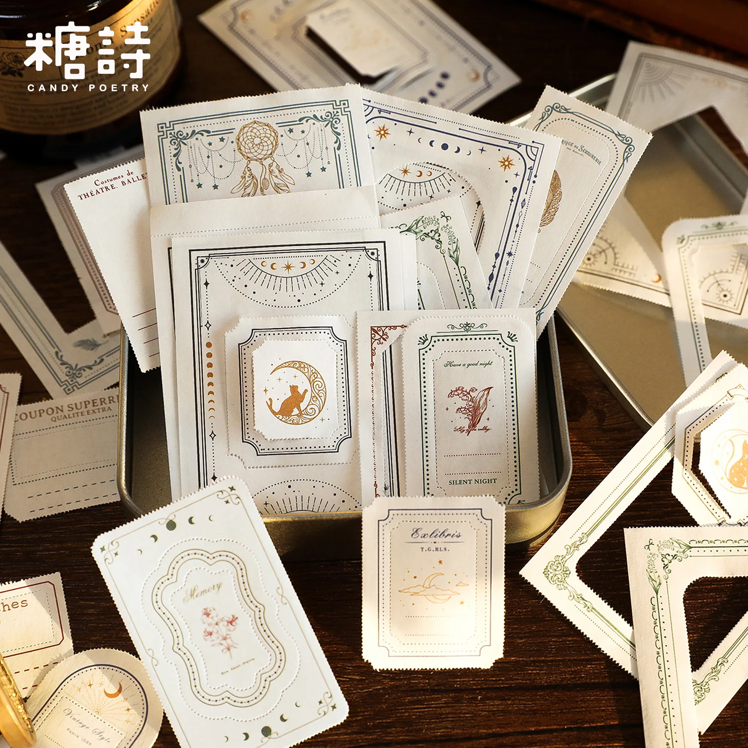 

Vintage Frame Craft Paper Hollow Out Die-cut Labels Galaxy Magic Memo Pad Junk Journaling Scrapbooking Office School Stationery