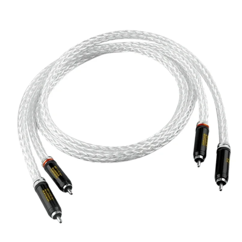 8AG 16 жил OCC посеребренный RCA кабель 2RCA штекер Hi-Fi аудио усилитель для соединения