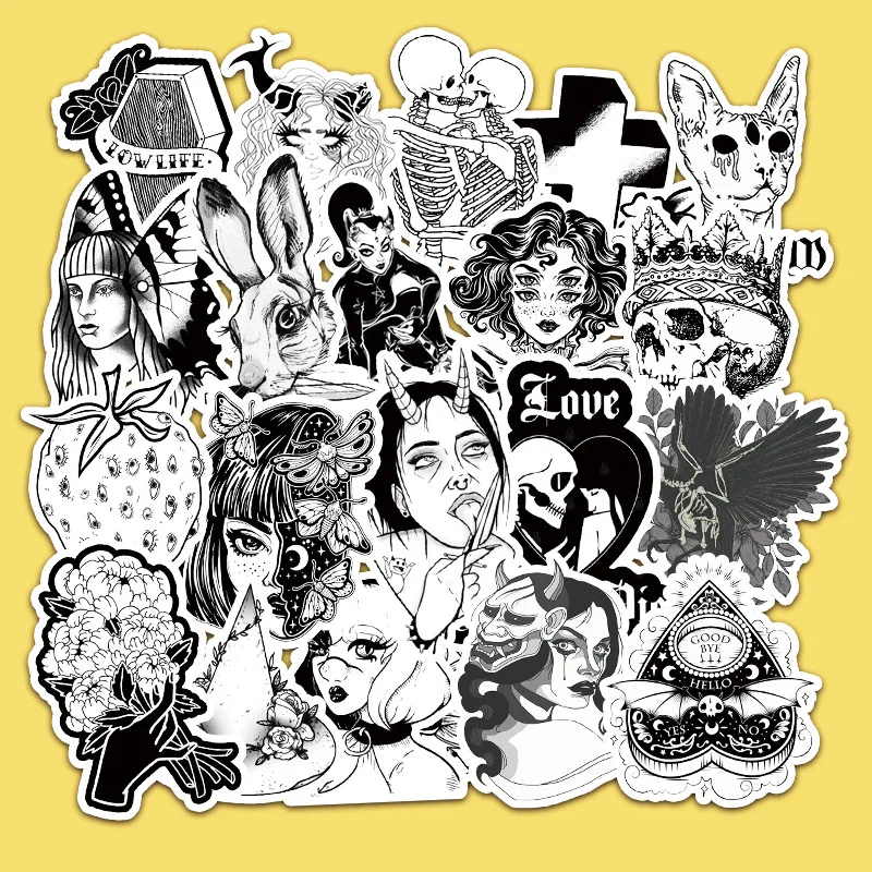 

Cartoon Goth Witch Stickers 10/30/50/100Pcs Notebook Mobile Phone Water Cup Refrigerator Stickers Motorcycle Birthday Gift Toys