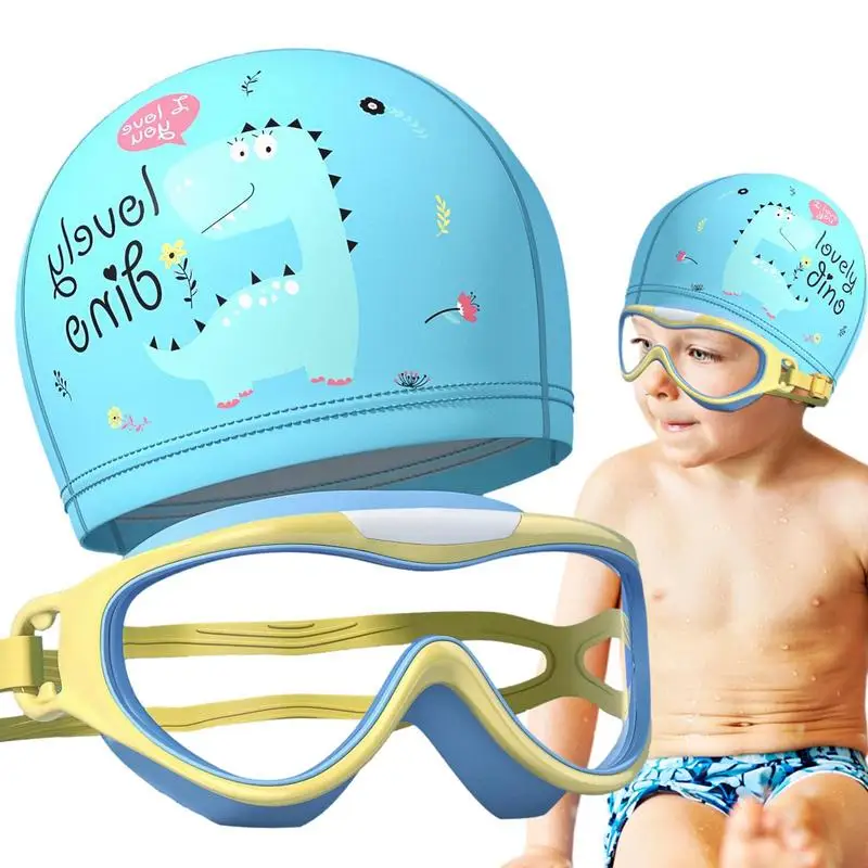 

Children's Swimming Goggles Diving Swim Goggles And Heat Cover Clear View Anti-Fog Leak Proof For Kids Children Boys And Girls