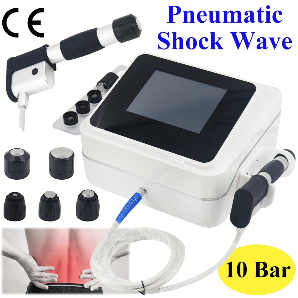 

Pneumatic Shock Wave Physiotherapy Devices 10 Bar Professional Shockwave Therapy Machine Fasciitis Tennis Elbow Body Relaxation