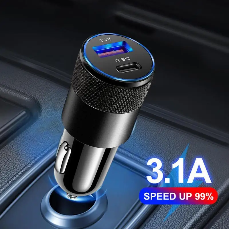 

Mini Car Charger 3.1A USB Fast Charging Universal Mobile Phone In Car Charge Tablet GPS For IPhoneXiaomiSamsungHuawei