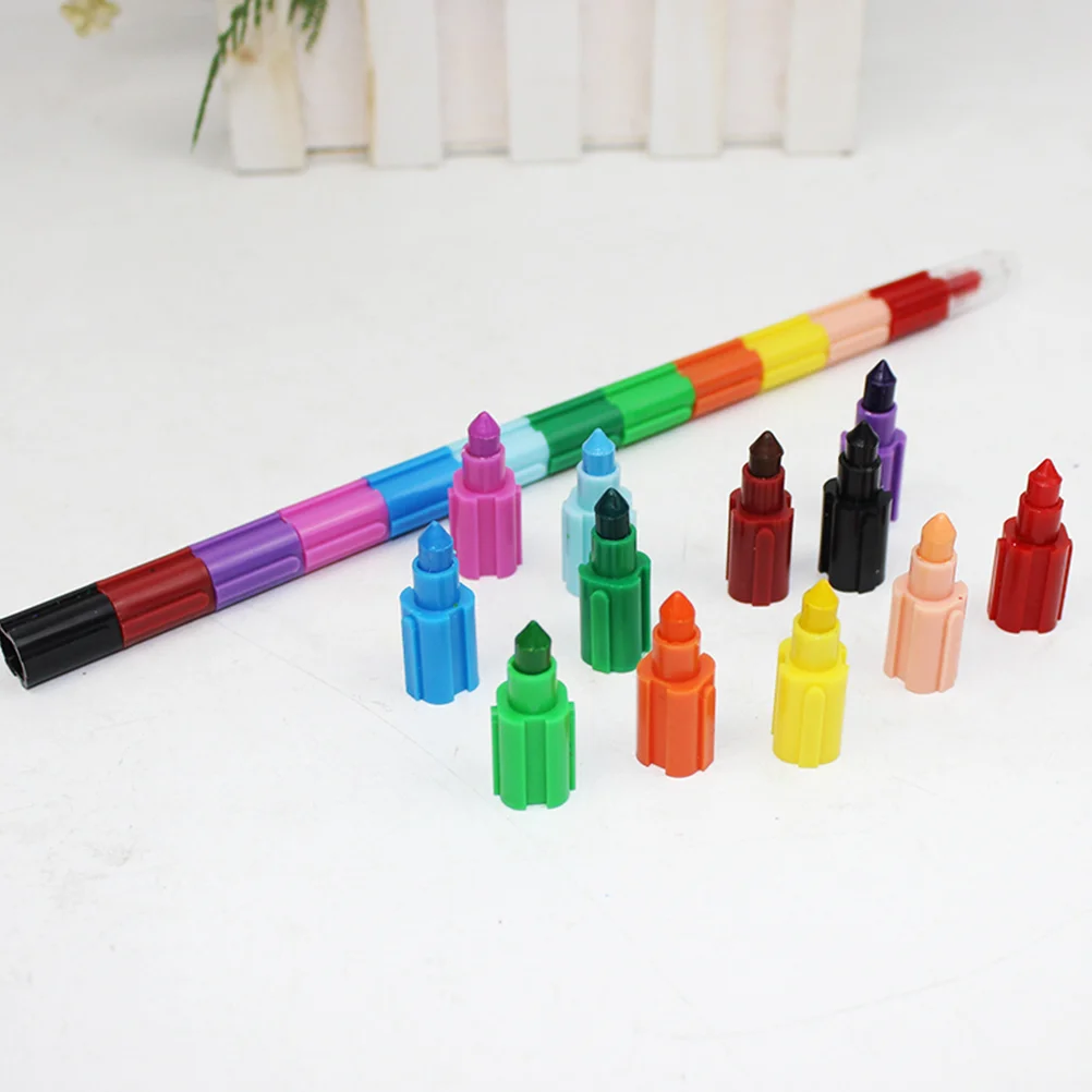 

Stacking Crayon Stacking Crayon Pen Bulk Kid Crayons Kid Goodie Bags Filler Plastic Build Crayons Toy Baby