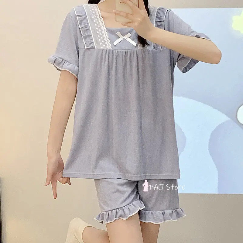 woman Short sleeve Pajama set 2 pieces Women's pajamas summer pajama Sleepwear womens outfits pyjamas Large Size M-6XL Homewear