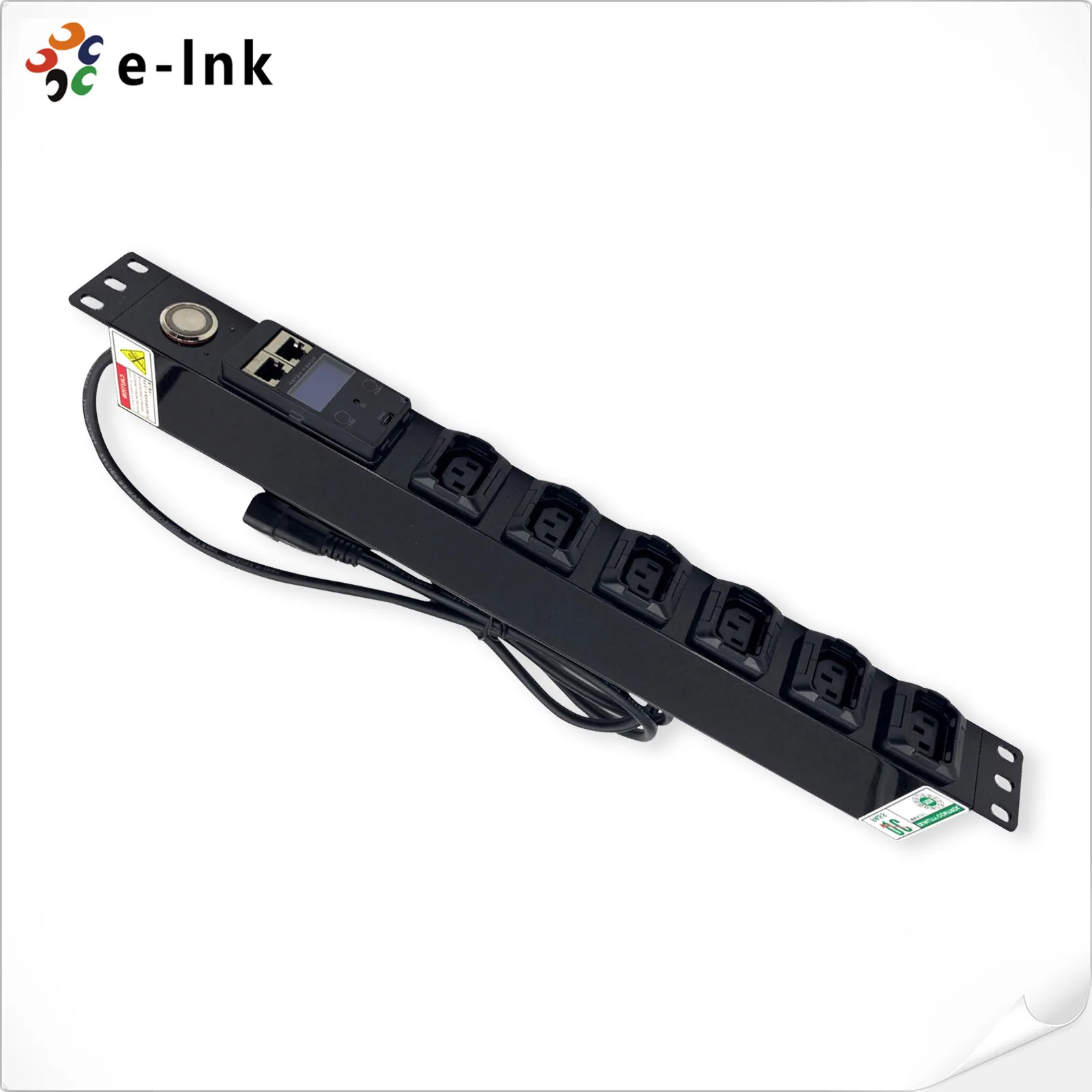 19 Inch 1U 6 Outlets Intelligent Metered PDU with Smart Power Meter, Power Distribution Unit 85–265V AC, 10KA Surge Protection,