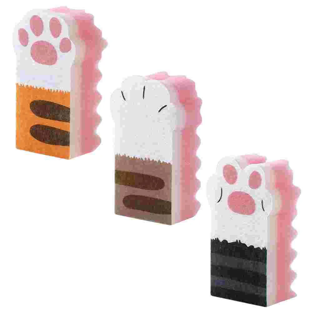 

3 Pcs Cat Paw Sponge Tub Cleaner Brush Tool Washing Scrubbing Kitchen Cleaning Cloth Non-woven Fabric Claw Scrubber