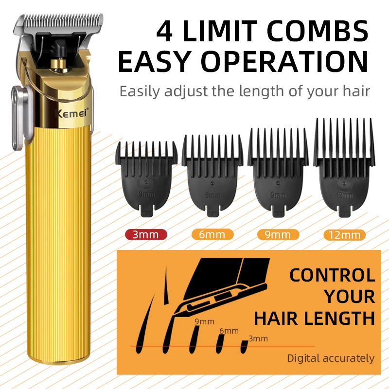 

Kemei Professional Hair Clipper Electric Shaver For Men Electric Beard Trimmer USB Rechargeable Hair Cutter Adult Razor For Men