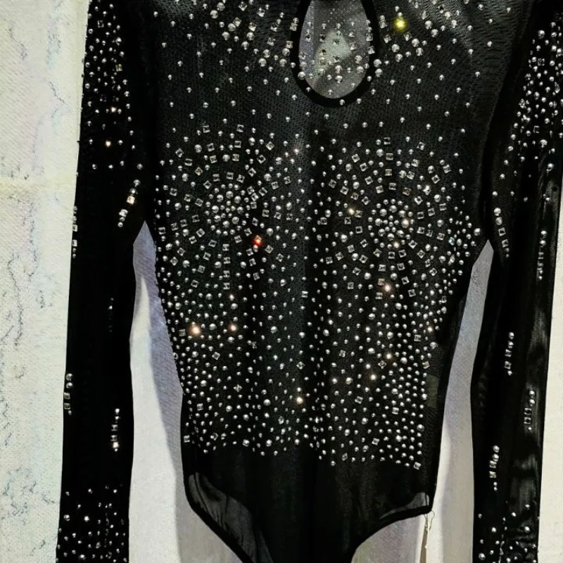 Женское осенне-зимнее Новое модное элегантное однотонное боди с круглым вырезом