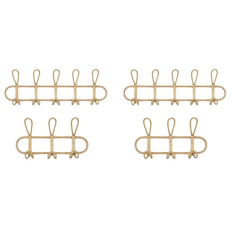 

4 Pack Rattan Wall Hooks Kids And Adult Garments Organizer Rack Clothes Hat Hanging Hook Rattan Hanger Home Room Decor